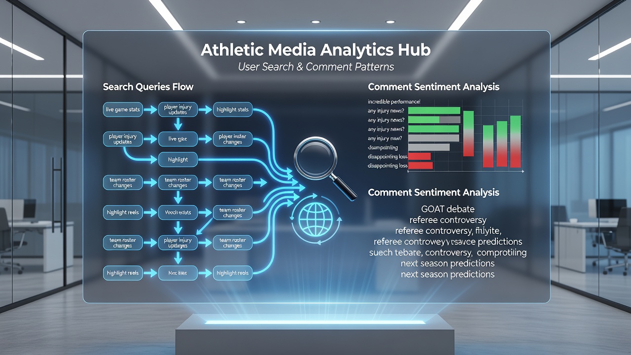 Close-up view of user comments and search analytics dashboard influencing athletic media homepage arrangements