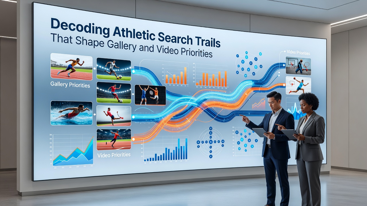 Sports fans interacting with digital interfaces showing curated galleries and video recommendations