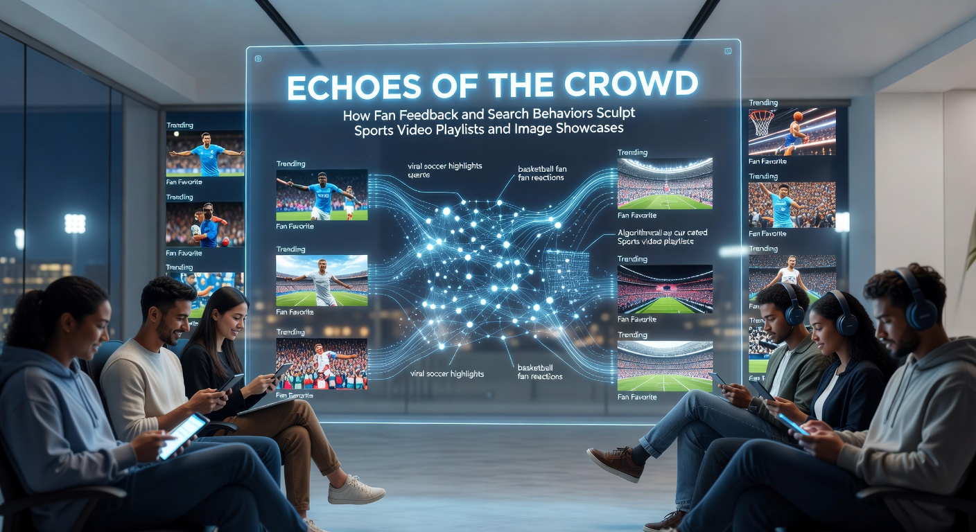 Fans cheering at a packed stadium during a high-stakes soccer match, with digital overlays showing rising search queries and comment bubbles