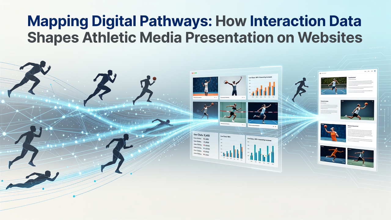 Digital pathways visualization showing user interaction flows across athletic media sections on a sports website