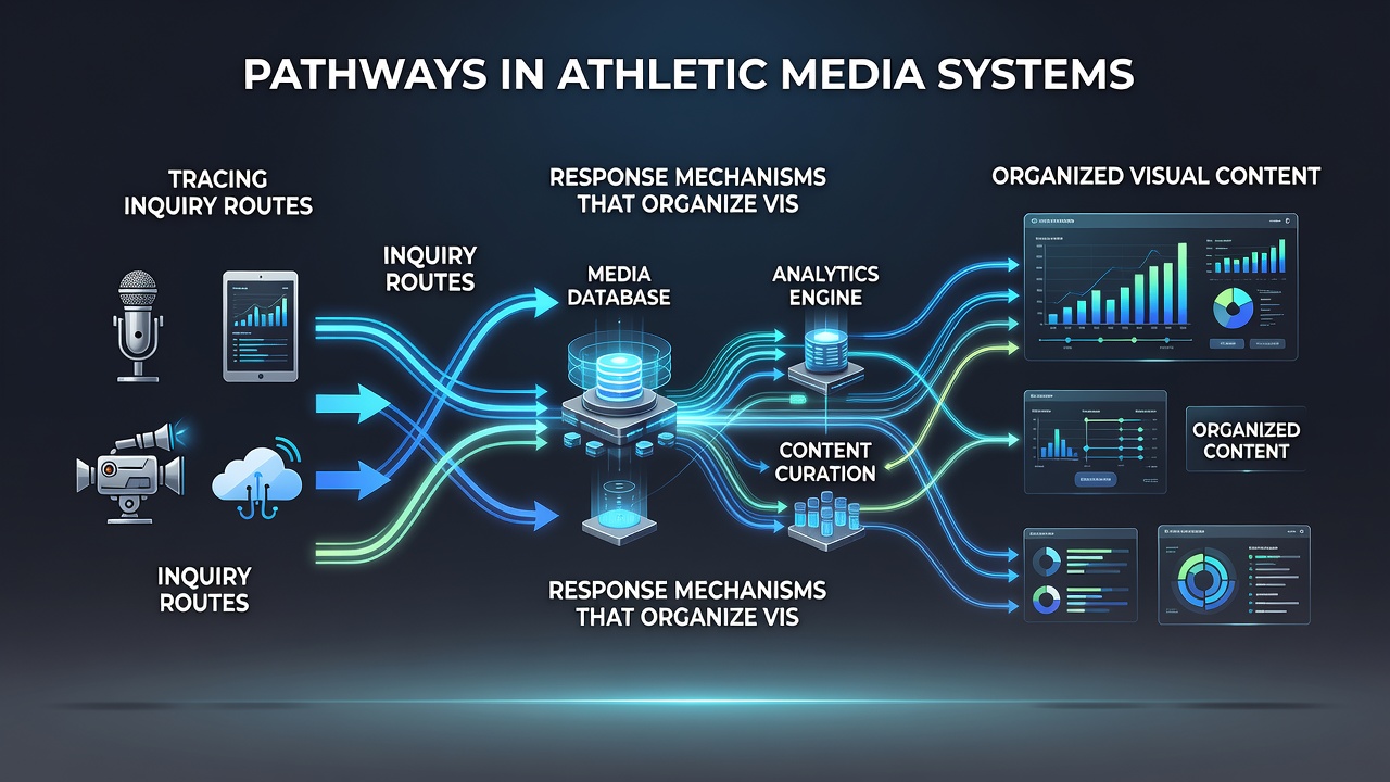 Screenshot of an athletic platform interface displaying curated sports images next to featured video footage organized by user search patterns