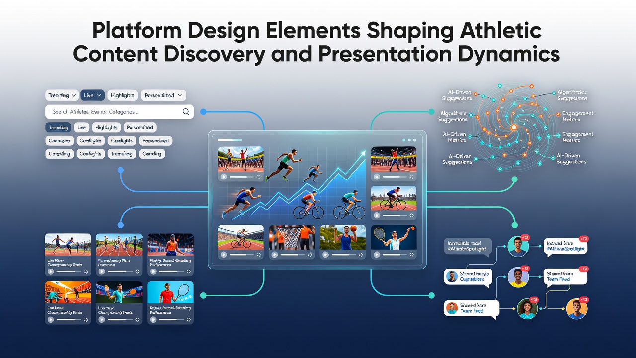 Athletic platform interface showing content discovery tools and navigation elements