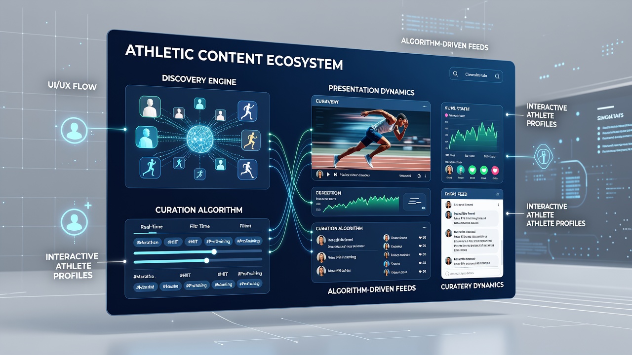 Dynamic recommendation feed displaying athletic videos and images based on user patterns