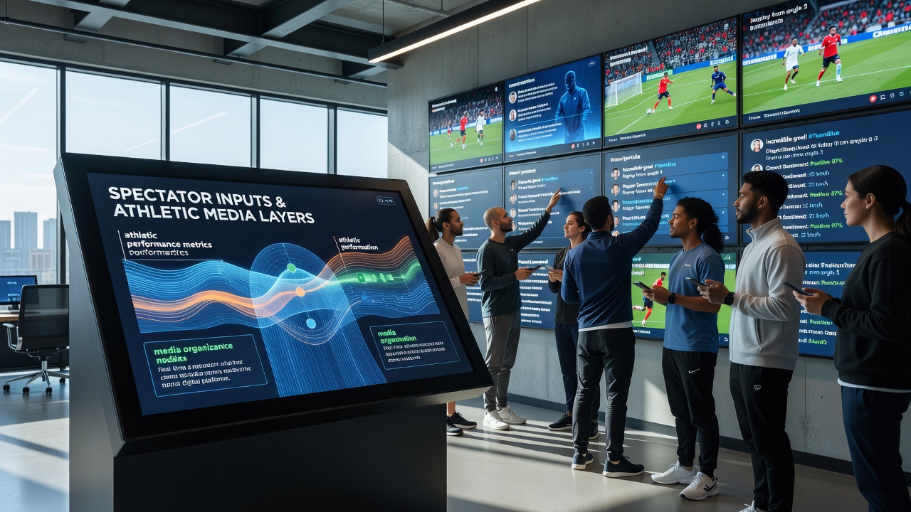 Digital interface showing organized sports videos and photos shaped by user interactions