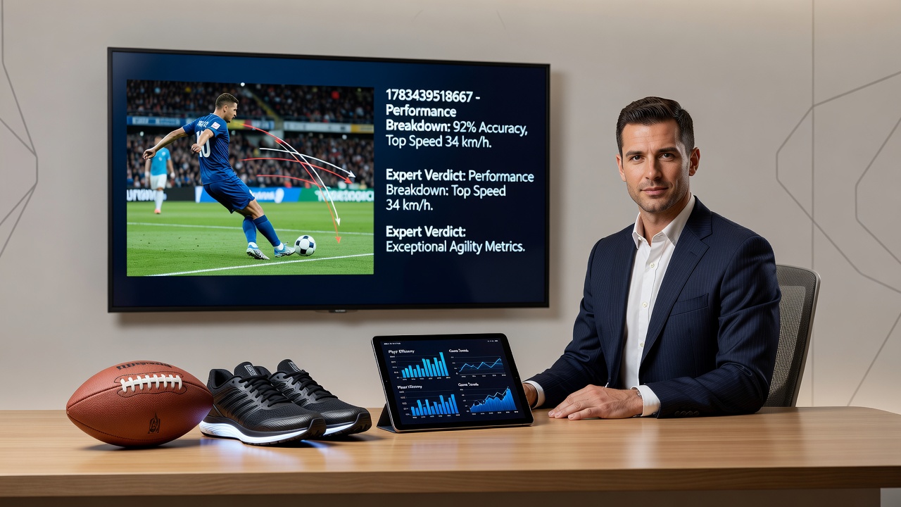 Coaching staff gathered around a digital table displaying real-time sports performance data during a review session