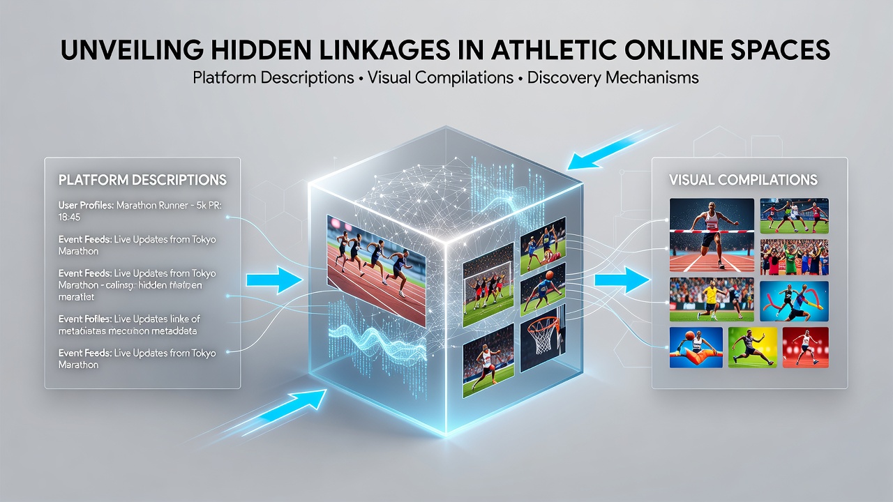 Diagram showing connections between text descriptions, sports visuals, and search tools on athletic platforms